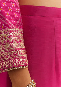 Pink Bandhani Zardosi Sharara Set