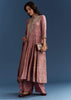 Pink Chanderi Printed Anarkali With Thread Work