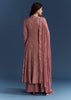 Pink Chanderi Printed Anarkali With Thread Work