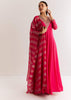 Pink Chinon Anarkali Set With Zardosi Sequins And Cutdana Work