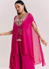 Pink Chinon Zardosi Threadwork Kaftan Kurta Set