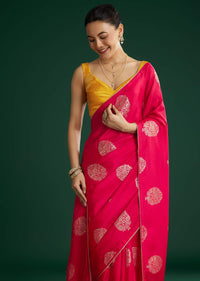 Pink Dola Silk Saree With Gotapatti And Brocade Border