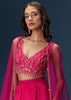 Pink Indo Western Skirt Set With Embroidered Blouse And Dupatta