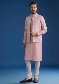 Pink Kurta Jacket Set With Gota Cutwork