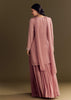 Pink Kurta Set With Embroidered Palazzo And Sequins Dupatta