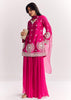 Pink Moti Work Short Kurta Palazzo Suit With Organza Dupatta