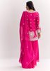 Pink Moti Work Short Kurta Palazzo Suit With Organza Dupatta