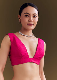 Pink Organza Floral Saree With Embellished Border