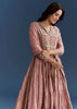 Pink Printed Chanderi Anarkali Set With Thread Work