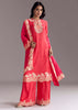 Pink Printed Palazzo Set With Mirror Work