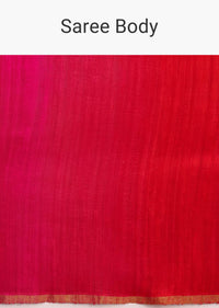 Pink Red Kora Silk Handloom Saree With Woven Traditional Motif