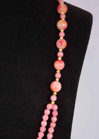 Pink Shade Beaded Necklace With Maroon And Pink Marble Stone Online - Kalki Fashion