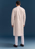 Pink Silk Kurta Set For Men With Mirror Embroidery