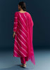 Pink Silk Kurta Set With Leheriya Print And Embroidery
