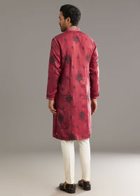 Pink Silk Printed Kurta Set