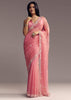 Pink Tissue Saree With Sequins And Floral Border