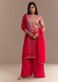 Pink Tissue Zardosi Embroidered Palazzo Set