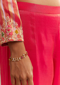 Pink Tissue Zardosi Embroidered Palazzo Set