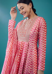 Rouge Pink Silk Anarkali Suit With Embroidery