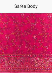 Pink Traditional Floral And Jaal Woven Saree