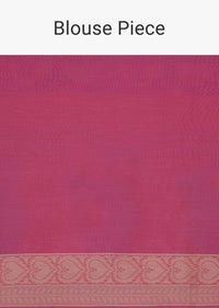 Pink weaved saree in rose motifs