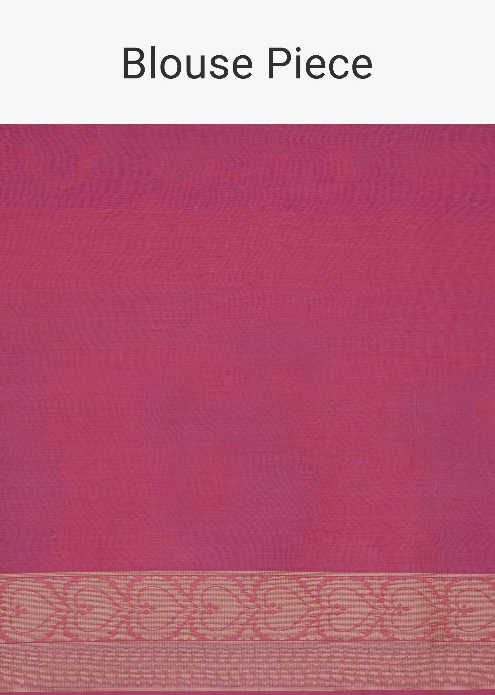 Pink weaved saree in rose motifs