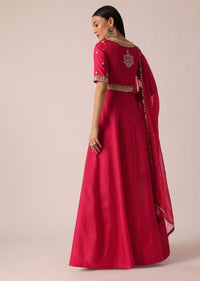 Pink Anarkali And Dupatta With Hand Embroidery