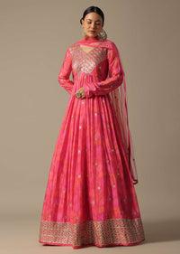 Pink Anarkali Set With Gota Patti Work