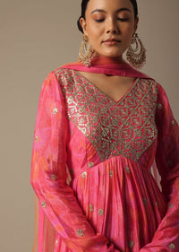 Pink Anarkali Set With Gota Patti Work