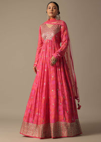 Pink Anarkali Set With Gota Patti Work