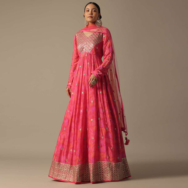 Pink Anarkali Set With Gota Patti Work