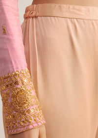 Pink and Beige Ombre Embroidered Suit
