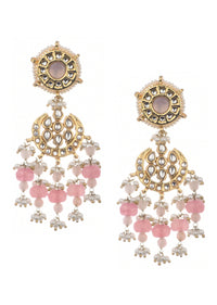 Pink And Gold Kundan Mix Metal Short Necklace Set