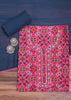 Pink And Navy Blue Patola Printed Tussar Dress Material