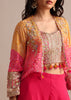 Pink And Orange Bandhani Printed Jacket Palazzo Suit