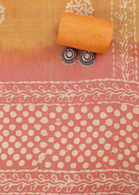 Pink And Orange Batik Printed Unstitched Salwar Suit