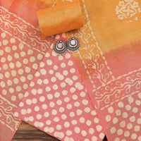 Pink And Orange Batik Printed Unstitched Salwar Suit