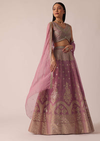 Pink Banarasi Brocade Lehenga Set