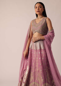 Pink Banarasi Brocade Lehenga Set