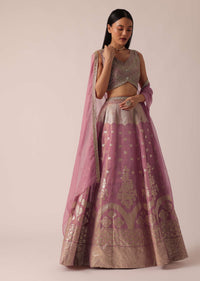 Pink Banarasi Brocade Lehenga Set