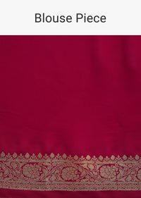 Pink Banarasi Khaddi Saree With Unstitched Blouse Fabric