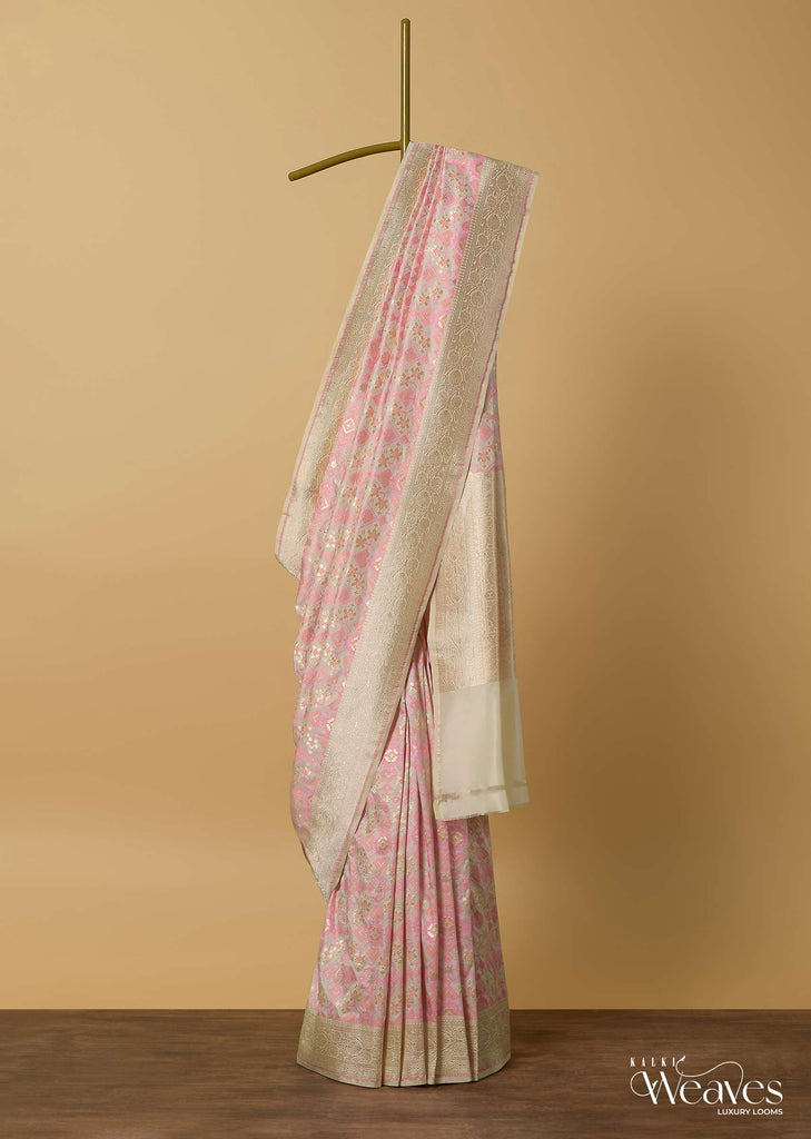 Pink Banarasi Tanchui Patola Weave Saree With Unstitched Blouse Piece