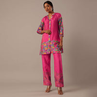 Pink Bandhani Print Kurta And Pant Set