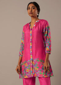 Pink Bandhani Print Kurta And Pant Set