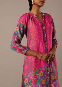 Pink Bandhani Print Kurta And Pant Set