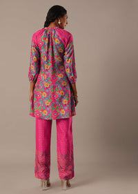 Pink Bandhani Print Kurta And Pant Set