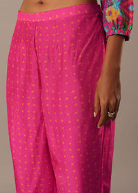 Pink Bandhani Print Kurta And Pant Set