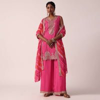 Pink Bandhani Print Palazzo Set