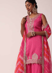 Pink Bandhani Print Palazzo Set