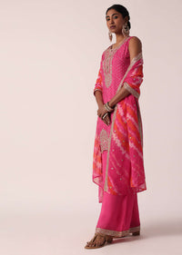 Pink Bandhani Print Palazzo Set